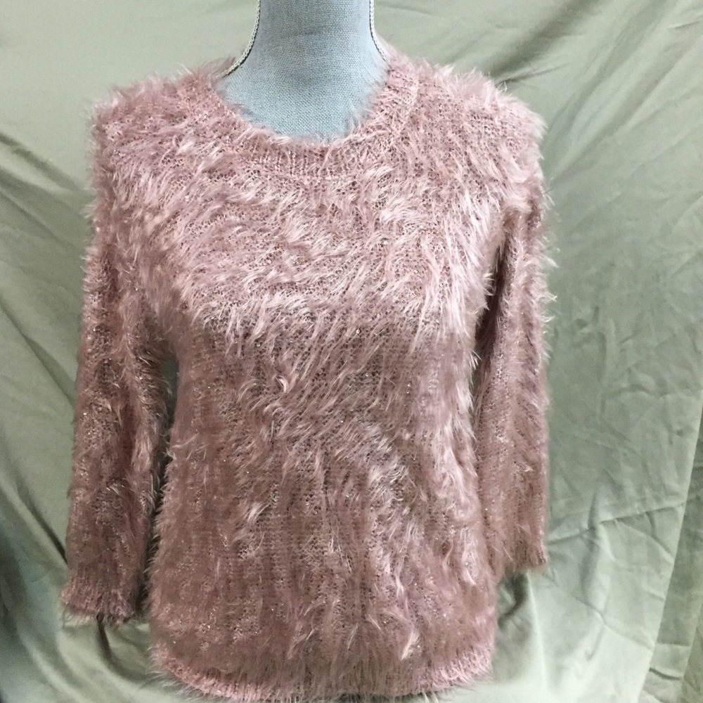 CHELSEA - VIOLET FUZZY PINK SWEATER
